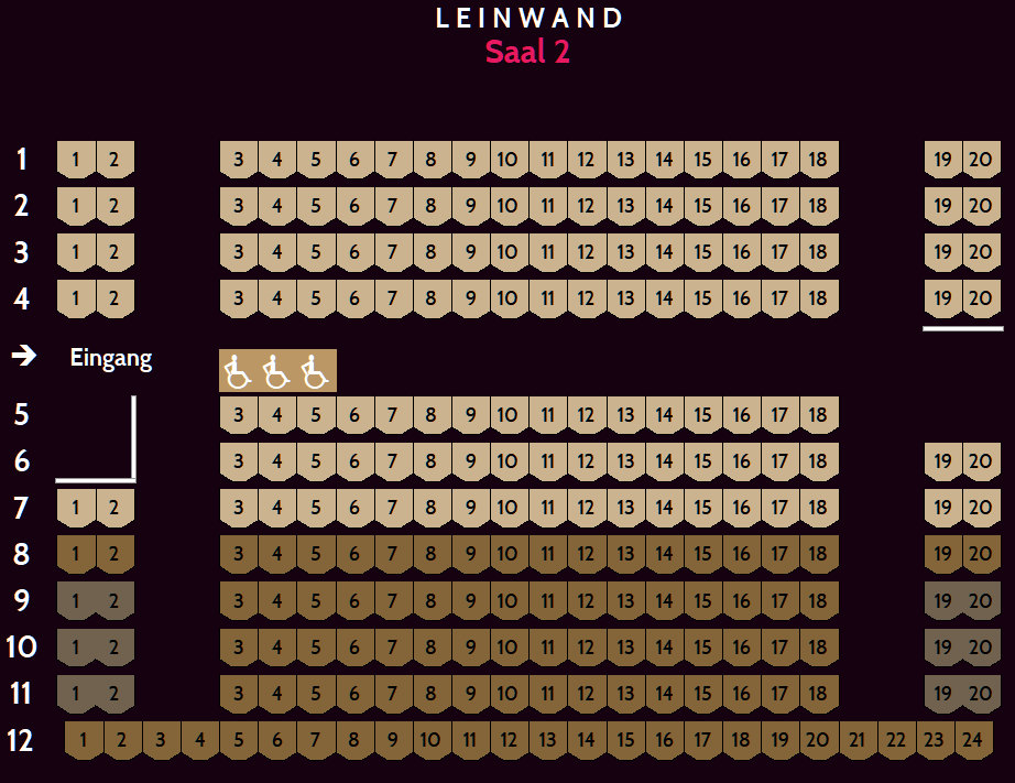Saalplan für Saal 2