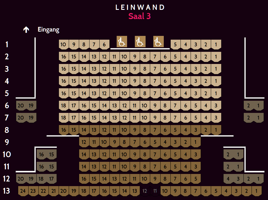 Saalplan für Saal 3 - Dolby Atmos