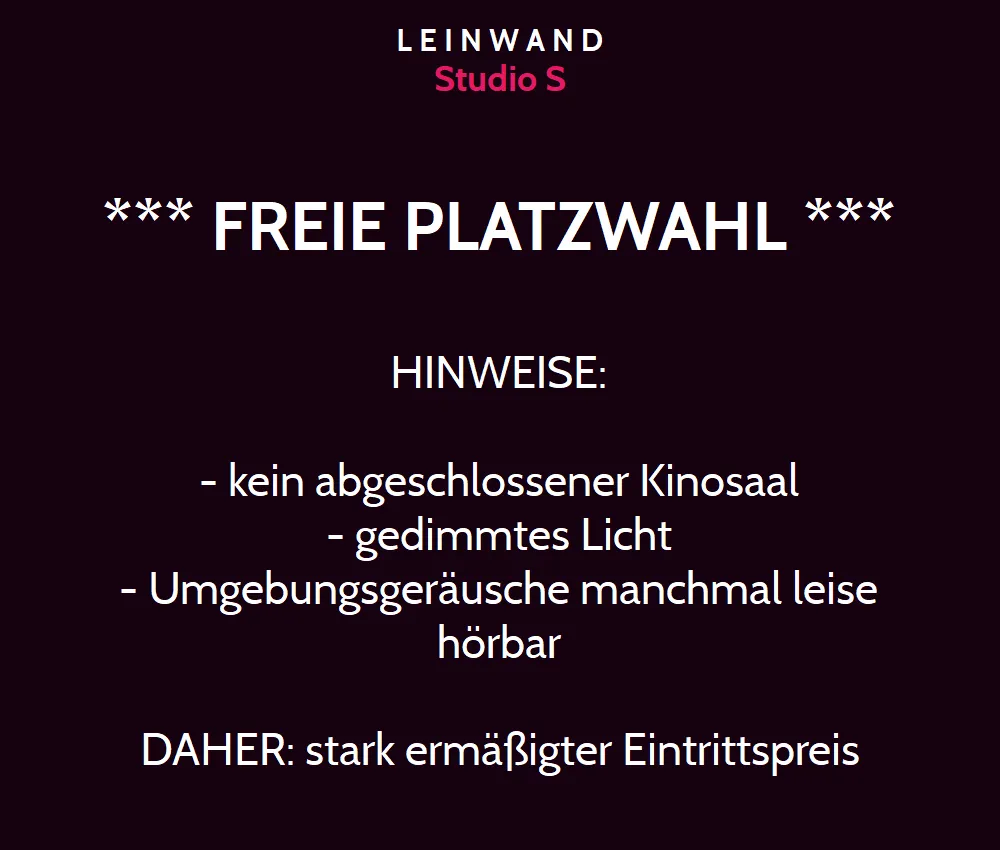Saalplan für Studio