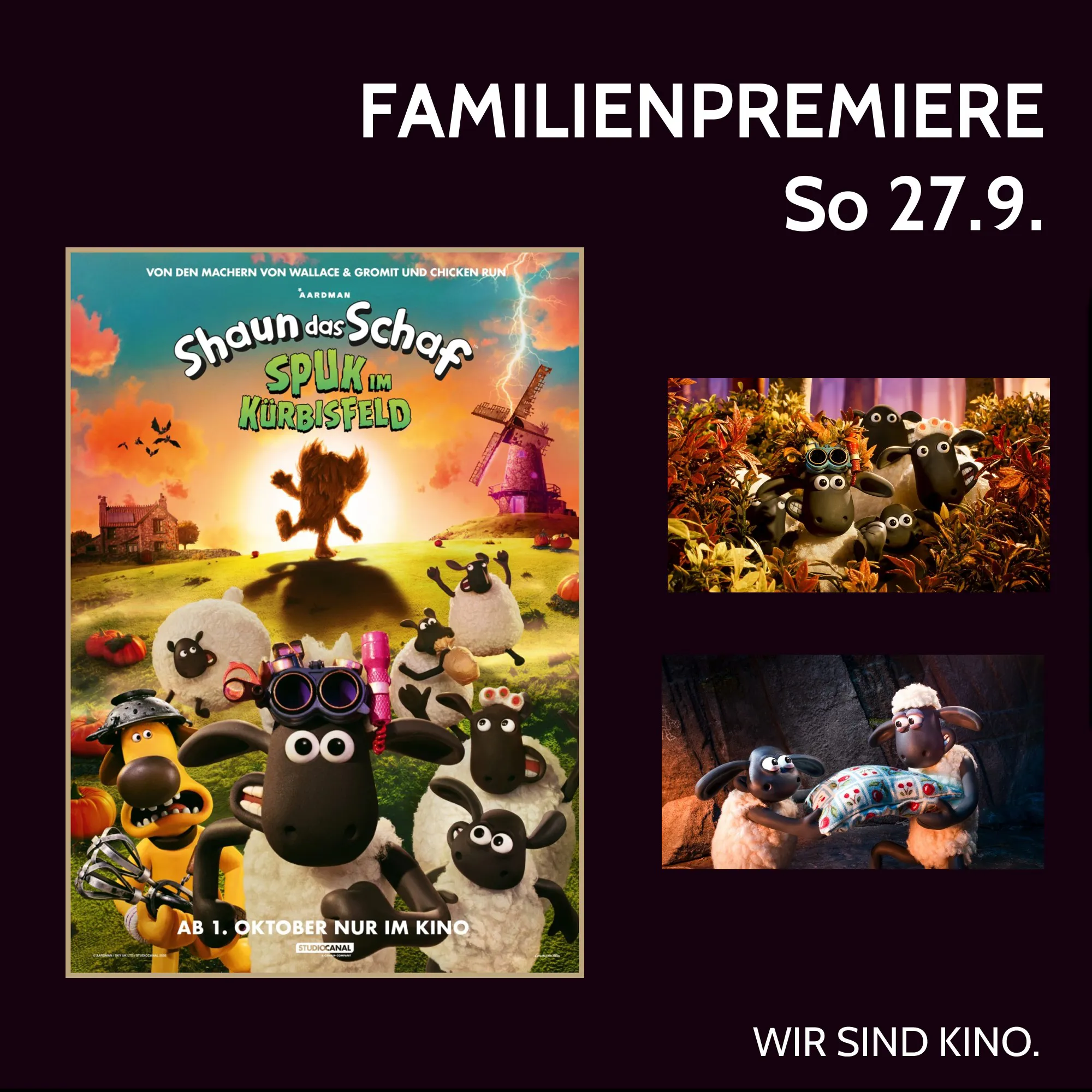 Familienpremiere: Shaun das Schaf – Spuk im Kürbisfeld